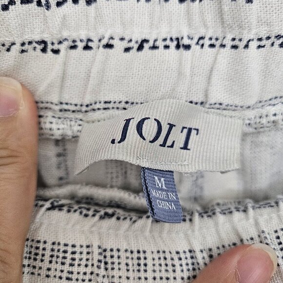 Jolt Womens Linen Blend Wide Leg Pants Size Large Stripe High Rise Waist M - Picture 4 of 8